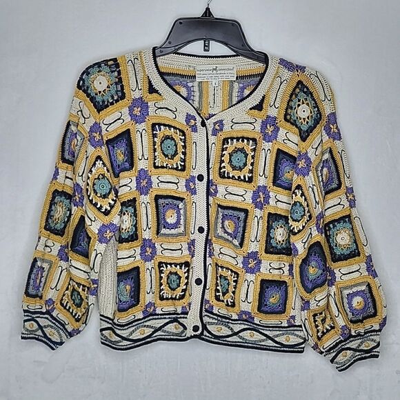 Peruvian Connection Handmade Pima Cotton Knit Cardigan Size Small - Picture 1 of 13